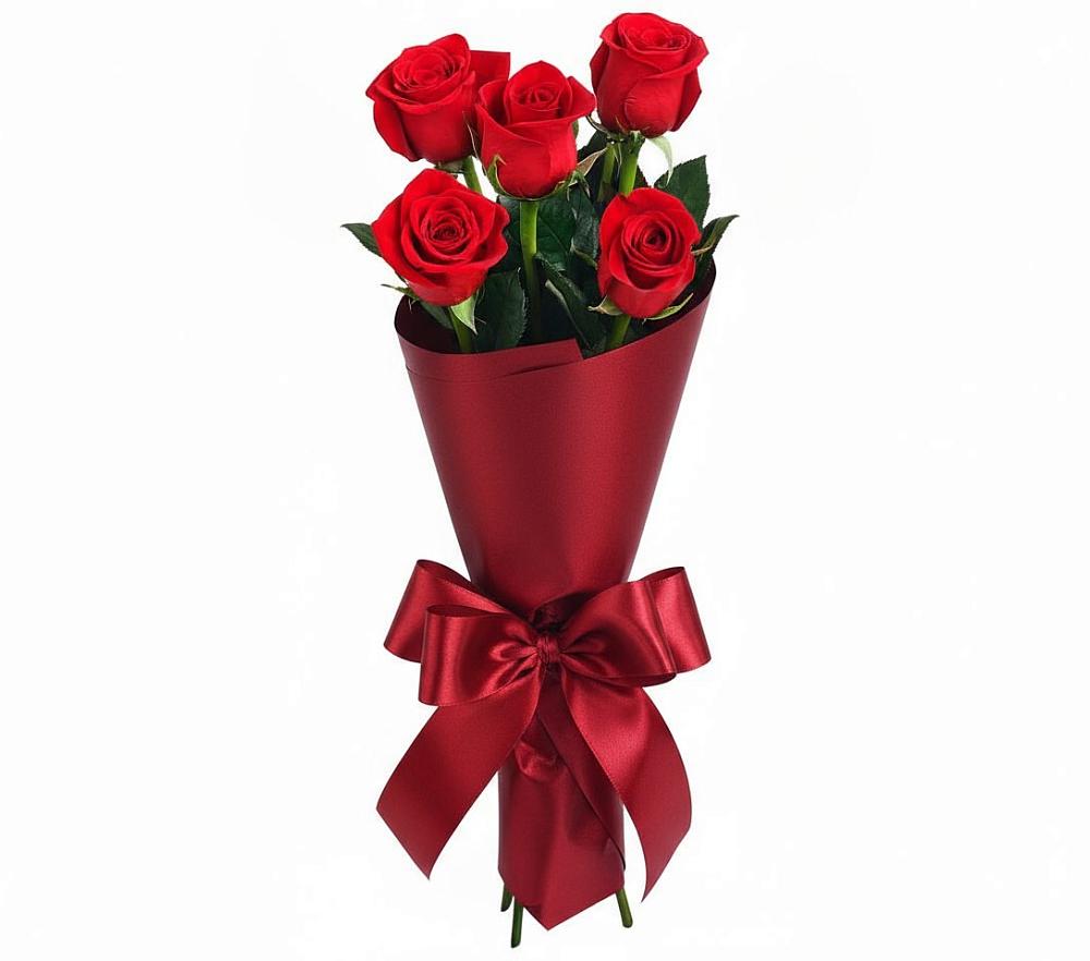 Букет 5 Красных роз Эдлесс Лав в Воскресенской