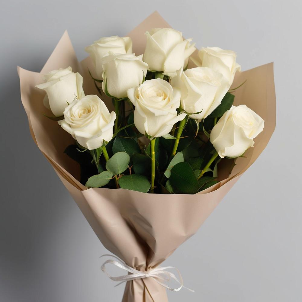 Букет 9 Белых роз Эдлесс Лав в Воскресенской