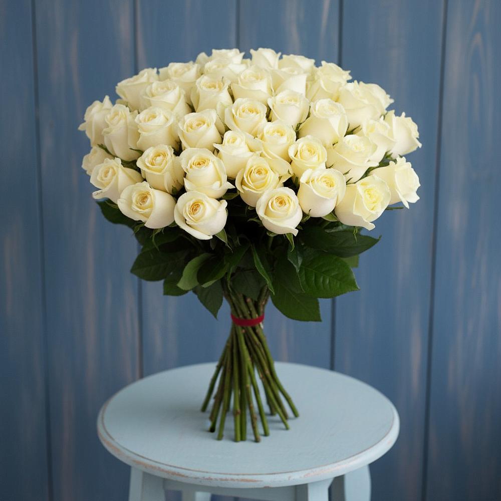 Букет 51 Белая роза Эдлесс Лав в Воскресенской