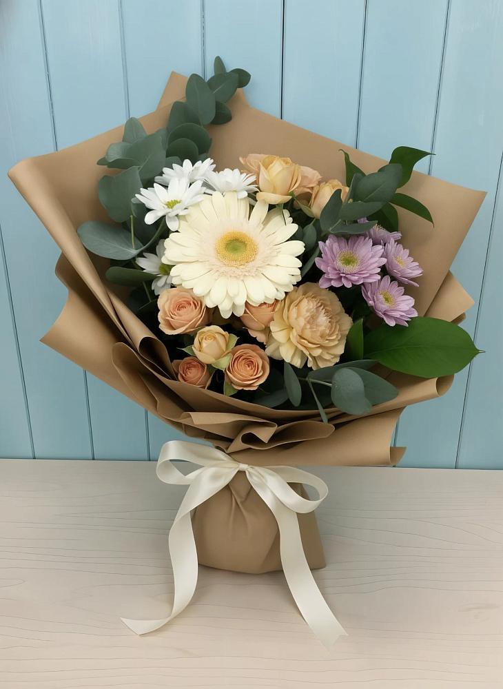 Букет цветов из: Герберы и Хризантемы в Воскресенской