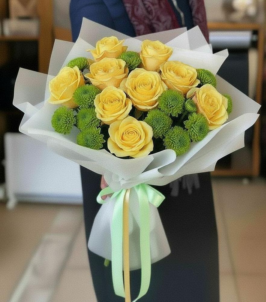 Букет цветов из: Хризантемы и Розы в Воскресенской