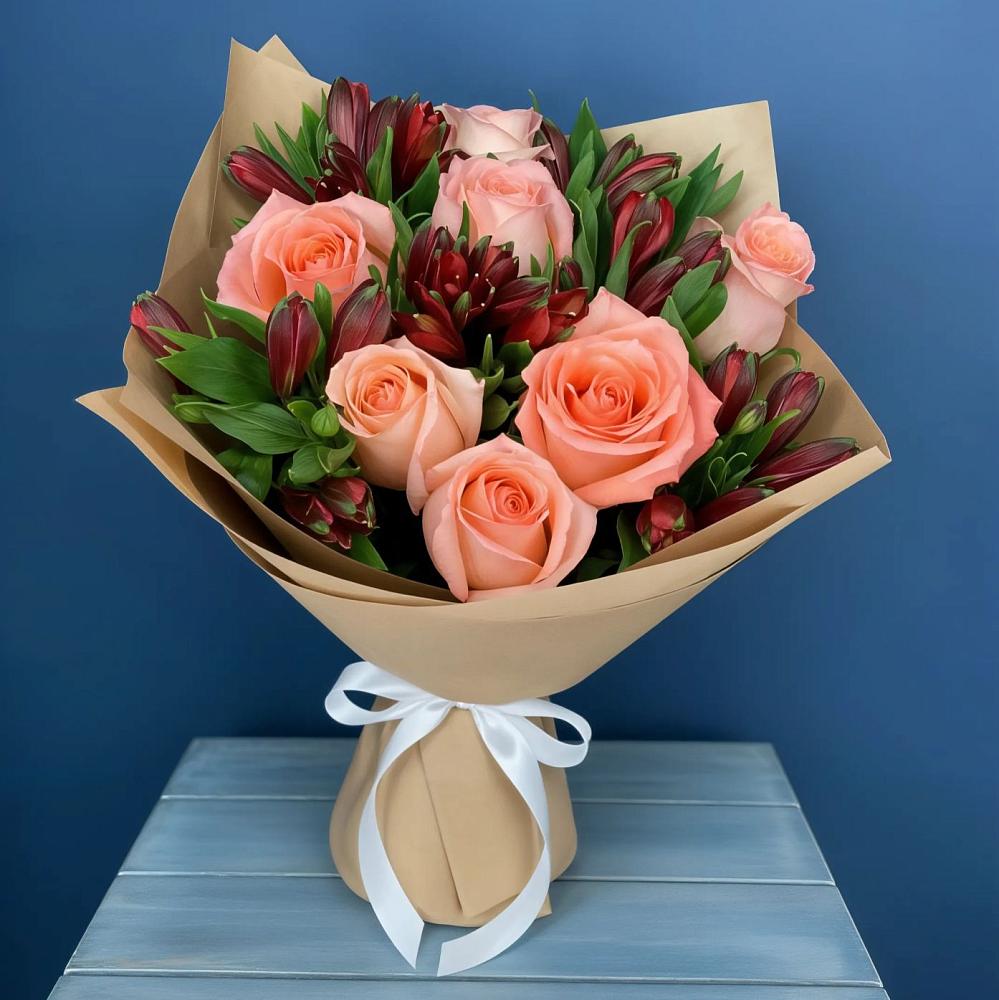 Букет цветов из: Розы и Альстромерии в Воскресенской