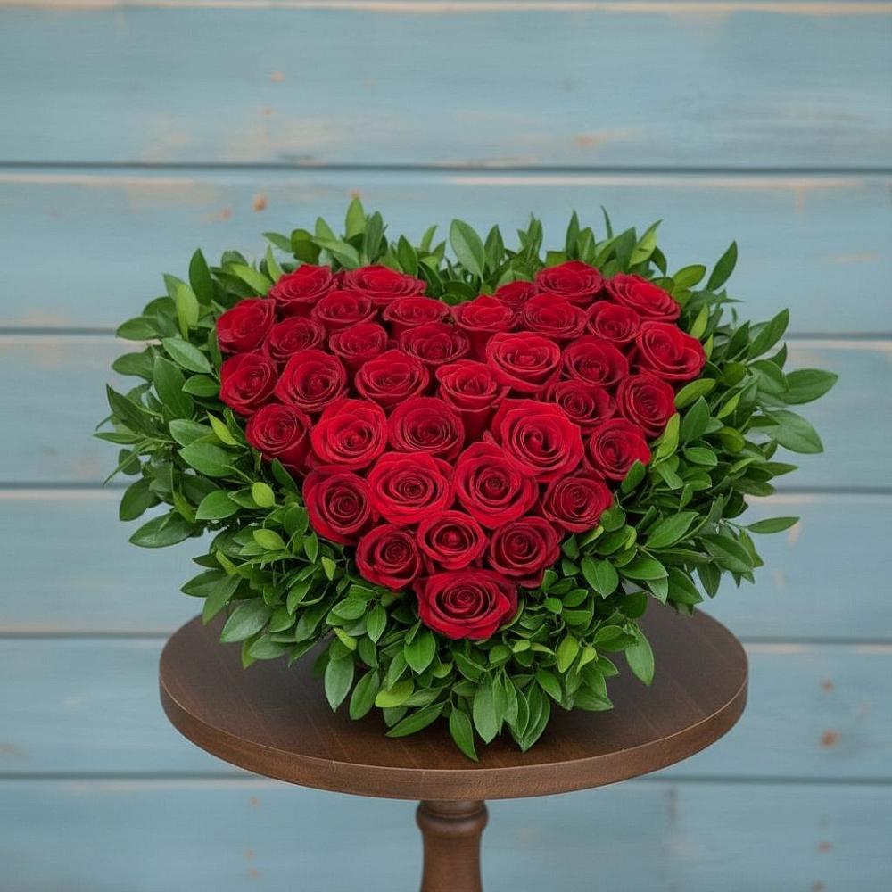 Цветочная композиция из Розы в виде сердца в Воскресенской