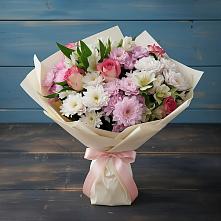 Букет цветов из:  Хризантемы, Альстромерии и Розы #REPLACE_PRED# Воскресенской