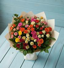 Букет Микс из разноцветных кустовых роз #REPLACE_PRED# Воскресенской